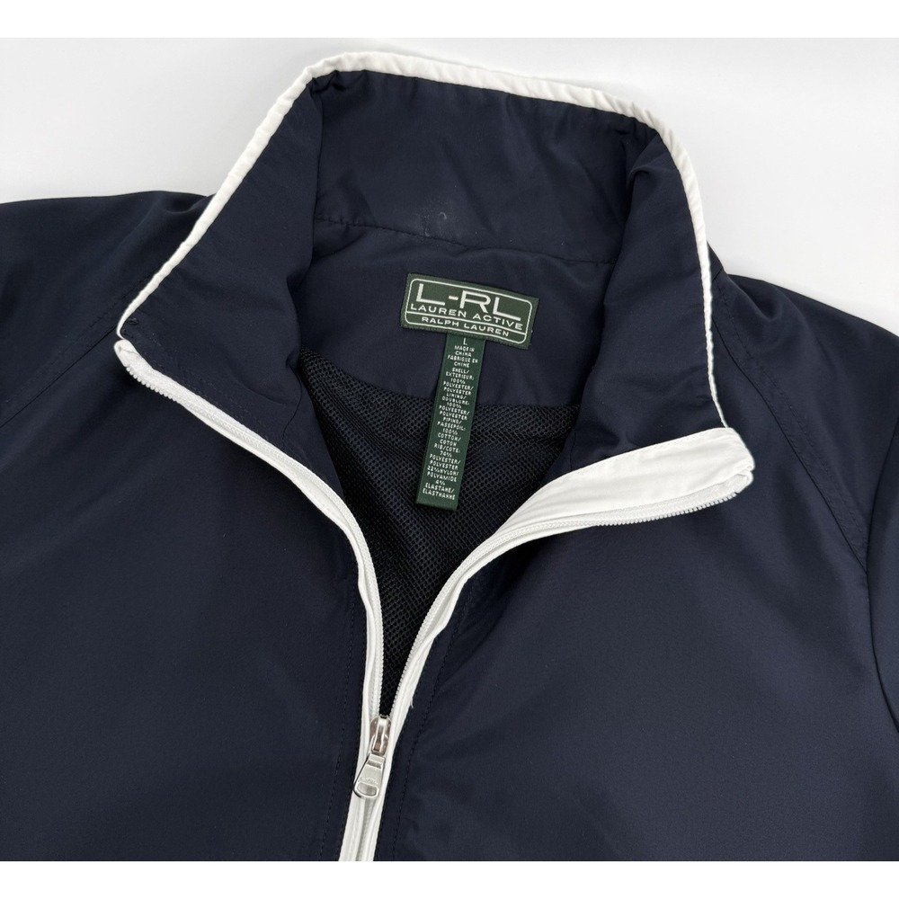 L-RL Ralph Lauren Jacket Women L Blue Full Zip Golf Lightweight Windbreaker